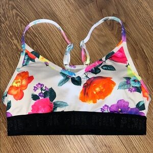 PINK floral sports bra
